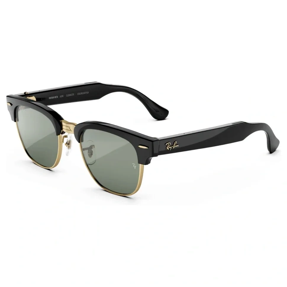 Умные очки Ray-Ban Audio Clubmaster Shiny Black on Gold/Transitions Graphite Green