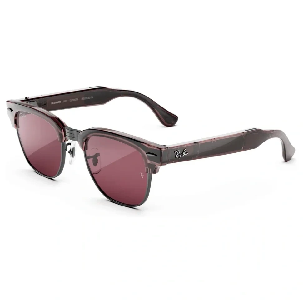 Умные очки Ray-Ban Audio Clubmaster Transparent Orchid/Transitions Ruby