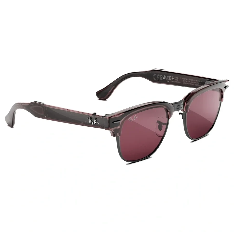 Умные очки Ray-Ban Audio Clubmaster Transparent Orchid/Transitions Ruby