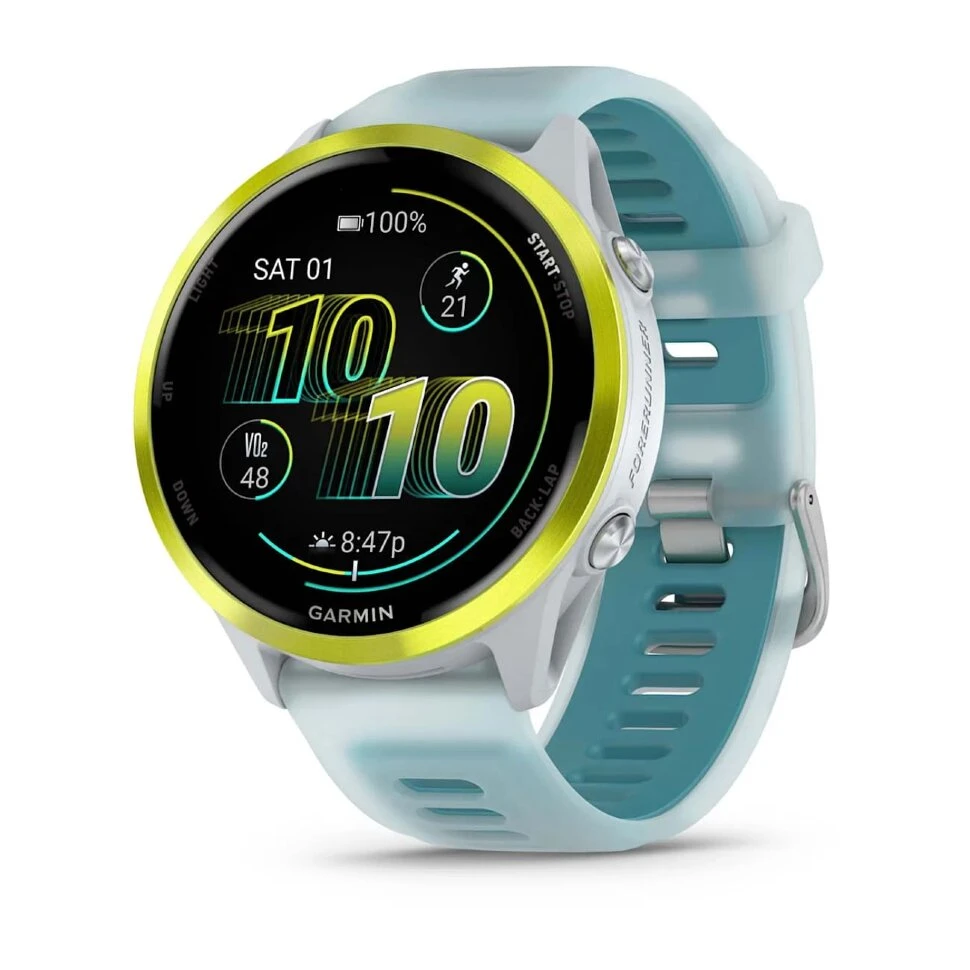Умные часы Garmin Forerunner 570 47mm Amp Yellow Aluminum with Translucent Whitestone/Turquoise Band (010-02971-01)