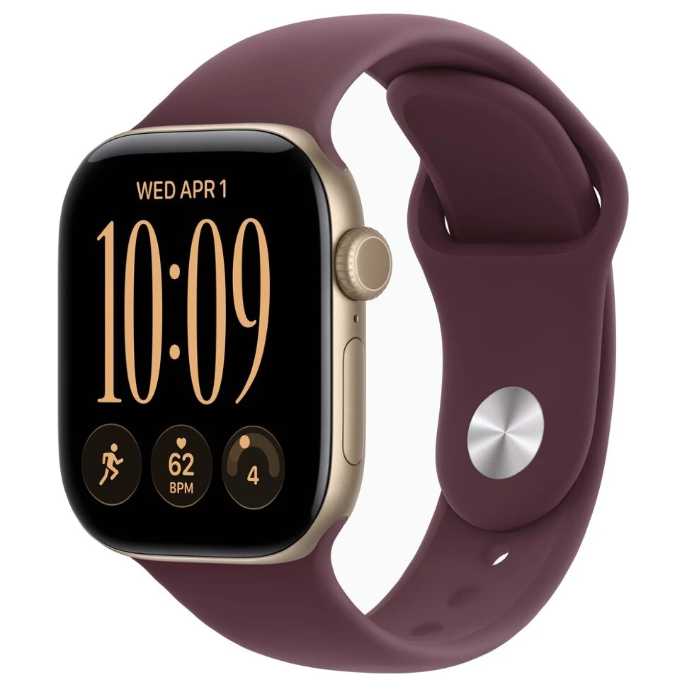 Умные часы Apple Watch Series 12 42mm Light Gold Aluminum Case with Burgundy Sport Band (S/M)