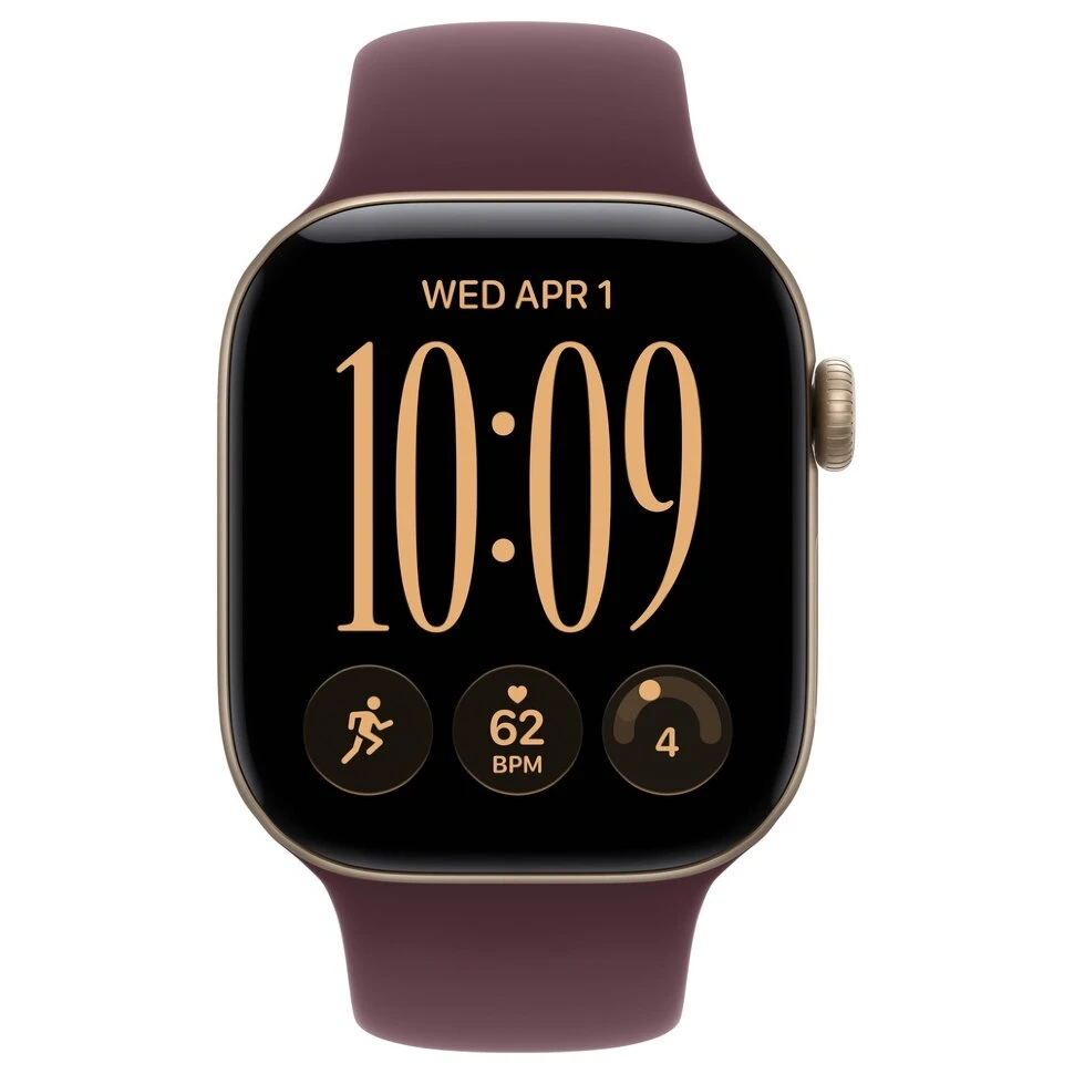 Умные часы Apple Watch Series 12 42mm Light Gold Aluminum Case with Burgundy Sport Band (S/M)