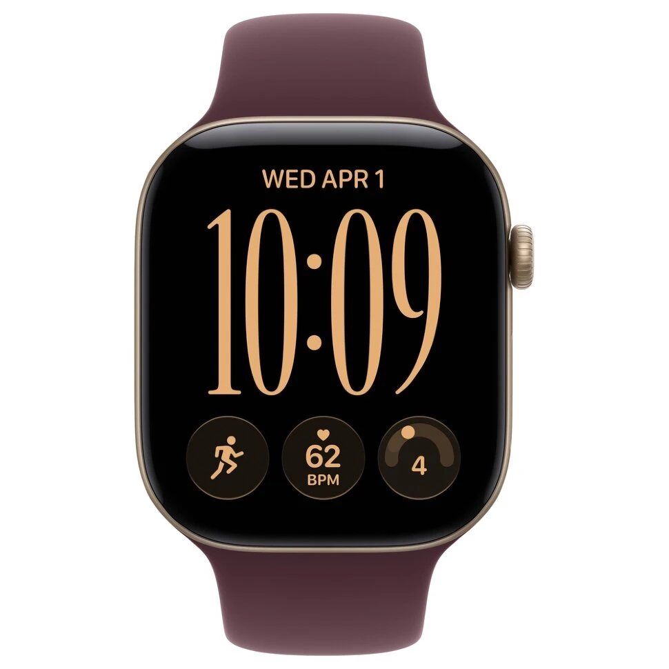 Умные часы Apple Watch Series 12 46mm Light Gold Aluminum Case with Burgundy Sport Band (S/M)