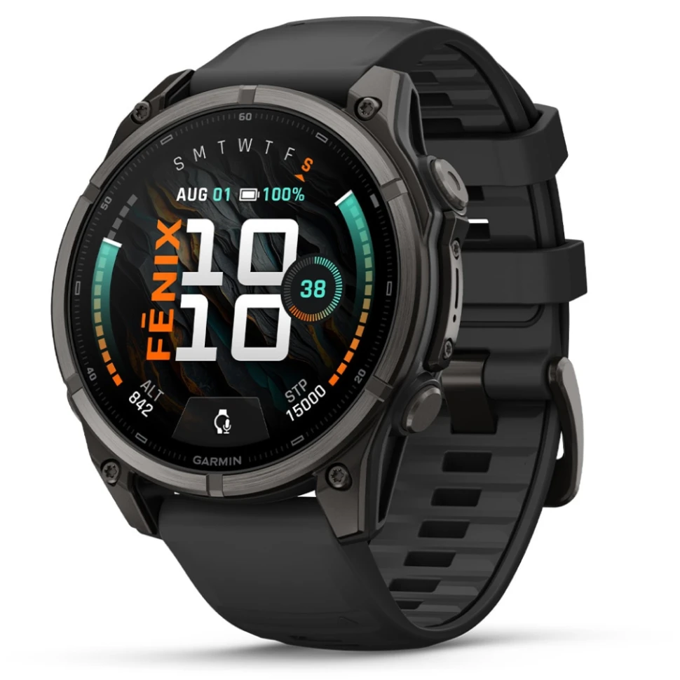 Умные часы Garmin Fenix 9 47mm Carbon Grey DLC Titanium with Black Silicone Band (010-04762-11)