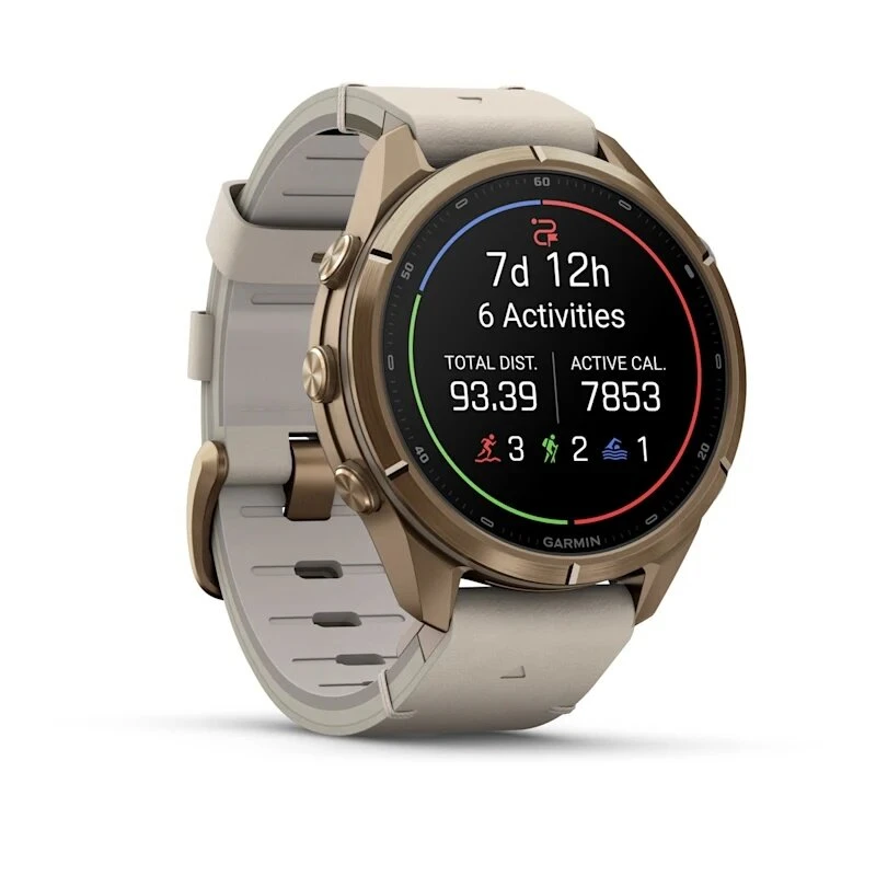 Умные часы Garmin Fenix 9 Pro inReach 43mm Autumn Gold Titanium with Bone Leather Band (010-04335-41)