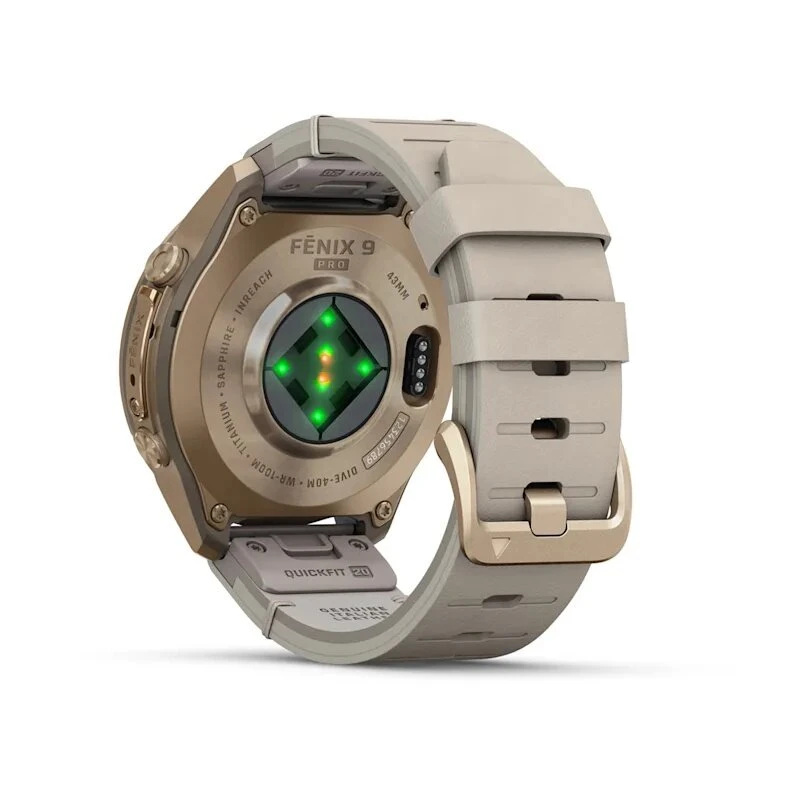 Умные часы Garmin Fenix 9 Pro inReach 43mm Autumn Gold Titanium with Bone Leather Band (010-04335-41)