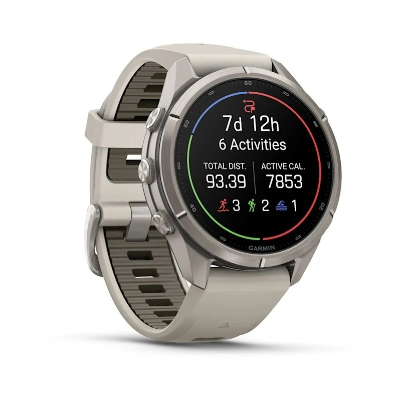 Умные часы Garmin Fenix 9 Pro inReach 43mm Titanium with Fog Grey/Dark Sandstone Silicone Band (010-04335-81)