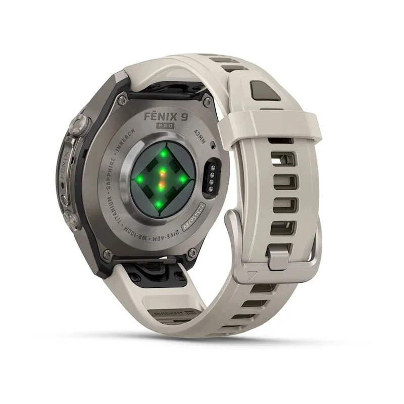 Умные часы Garmin Fenix 9 Pro inReach 43mm Titanium with Fog Grey/Dark Sandstone Silicone Band (010-04335-81)