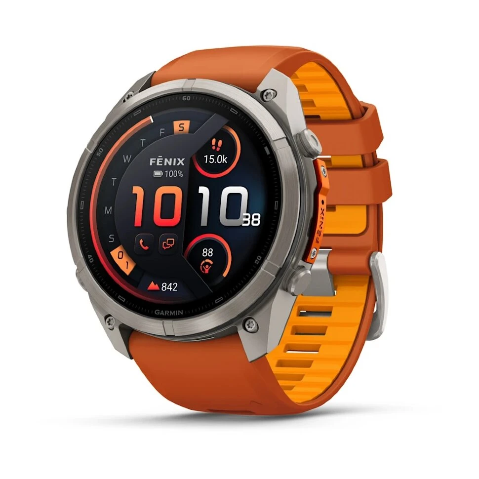 Умные часы Garmin Fenix 9 Pro inReach 51mm Titanium with Autumn Orange/Spark Orange Silicone Band (010-04337-01)