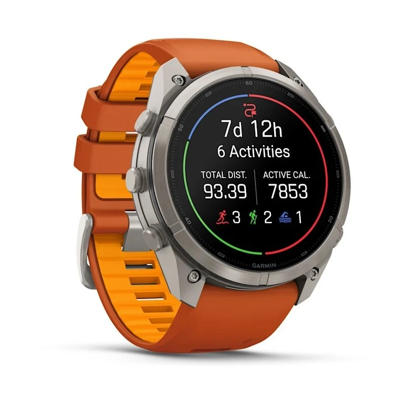 Умные часы Garmin Fenix 9 Pro inReach 51mm Titanium with Autumn Orange/Spark Orange Silicone Band (010-04337-01)